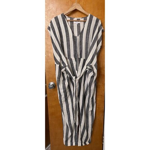 Rujuta Sheth Venus Jumper Organic Sustainable Linen Gray Stripes Romper Size XS - Picture 6 of 7